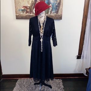 Kiyonna Mademoiselle black lace a line dress worn once